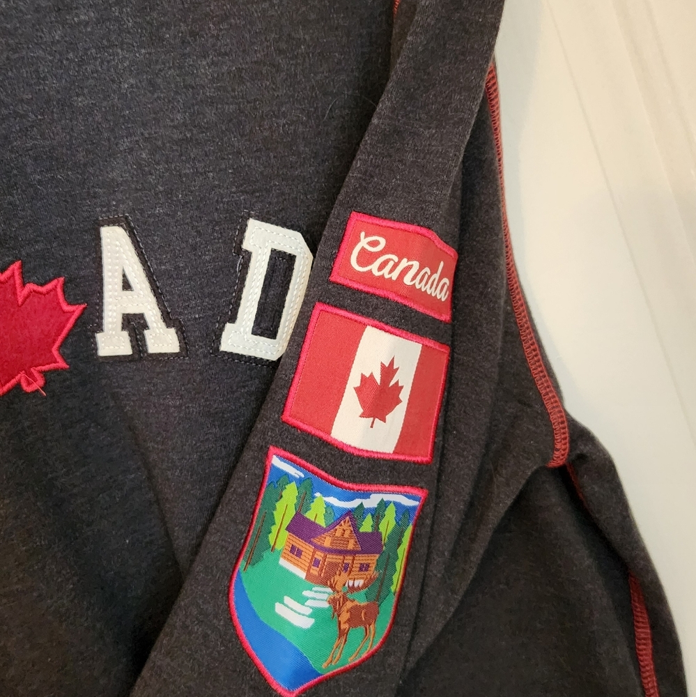 Gray Canada Sweatshirt with Red Stitching - Picture 6 of 8